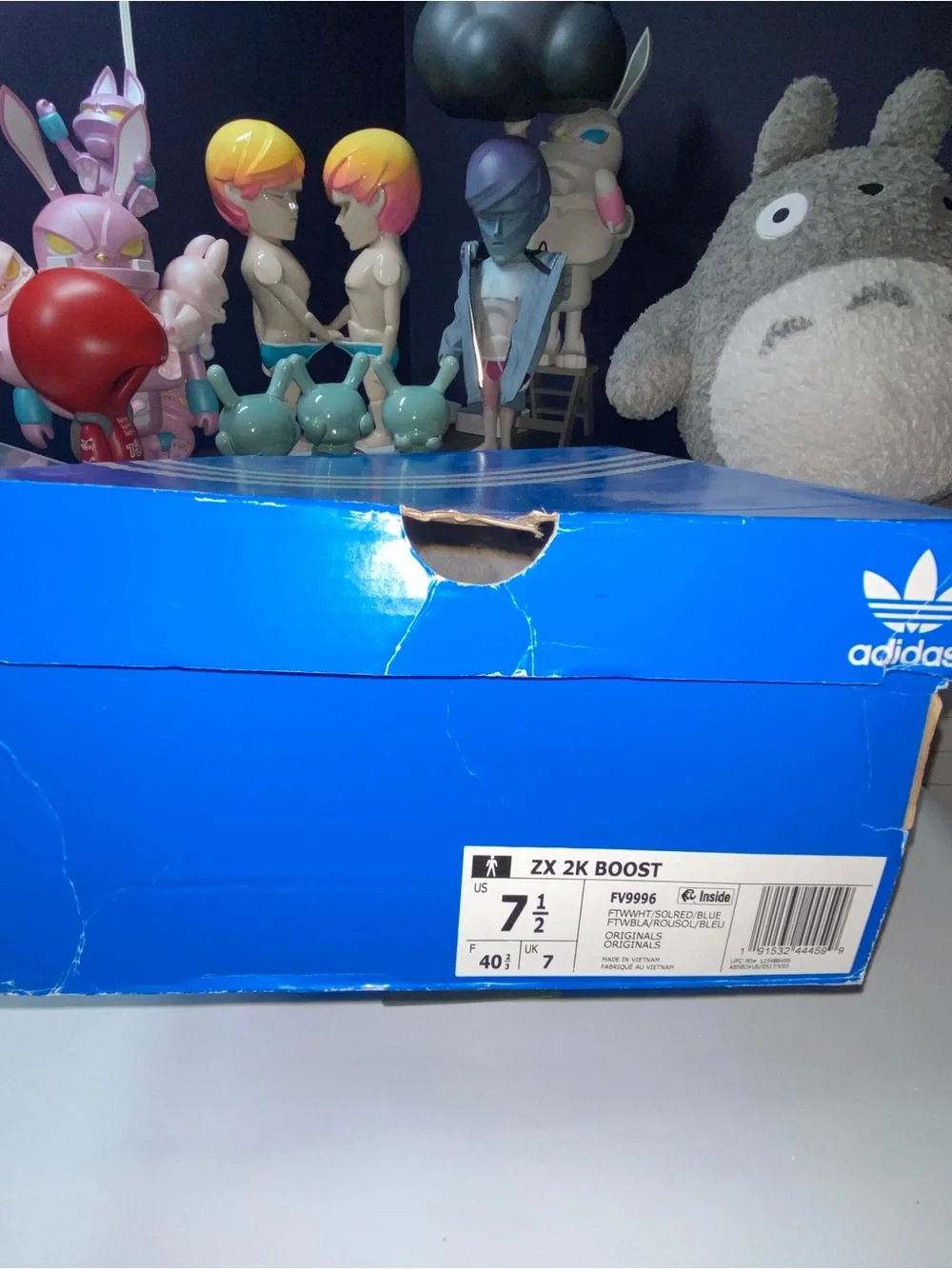 adidas ZX 2K Boost White Solar Red Blue FV9996 Size 7.5